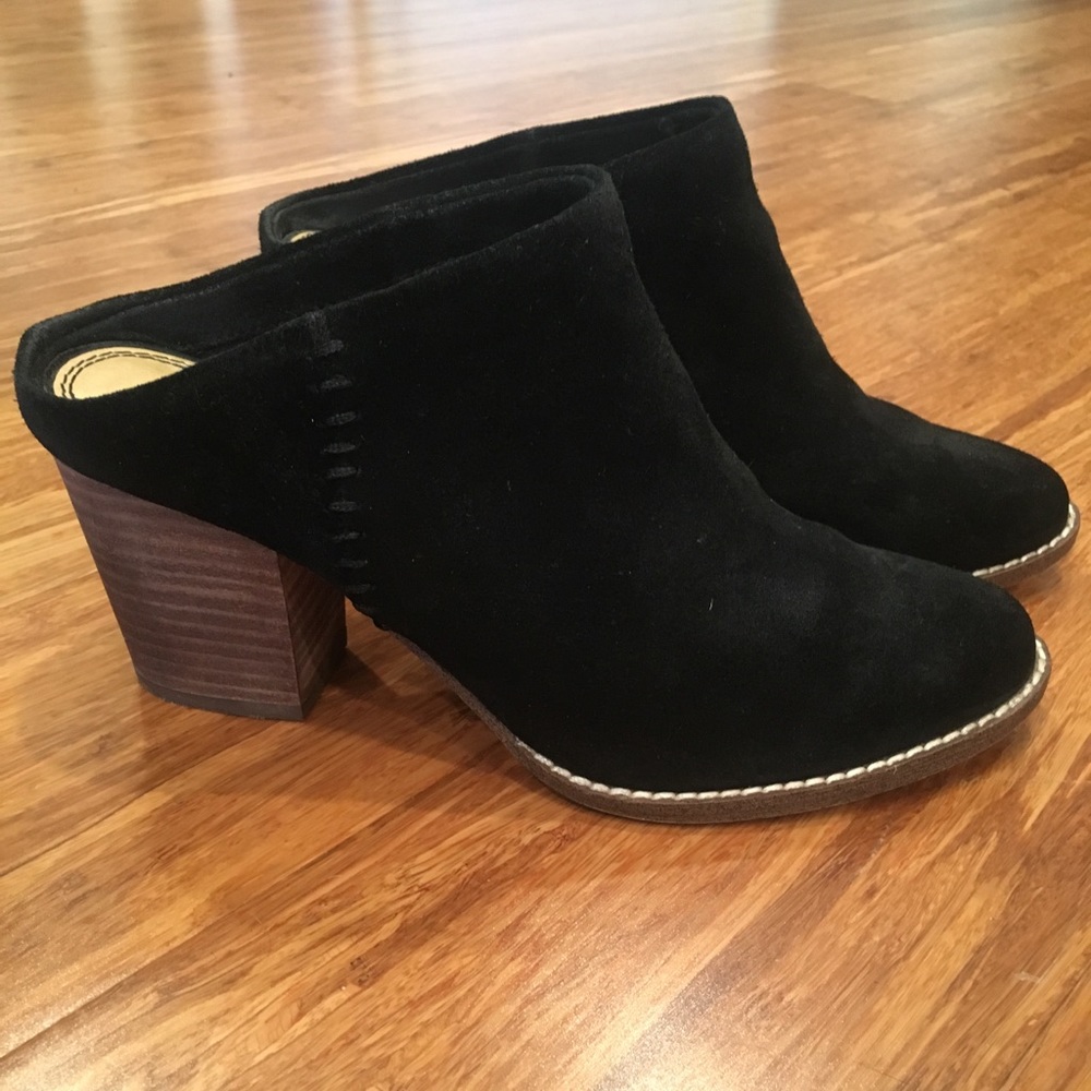 Splendid Black Suede Mules 6.5